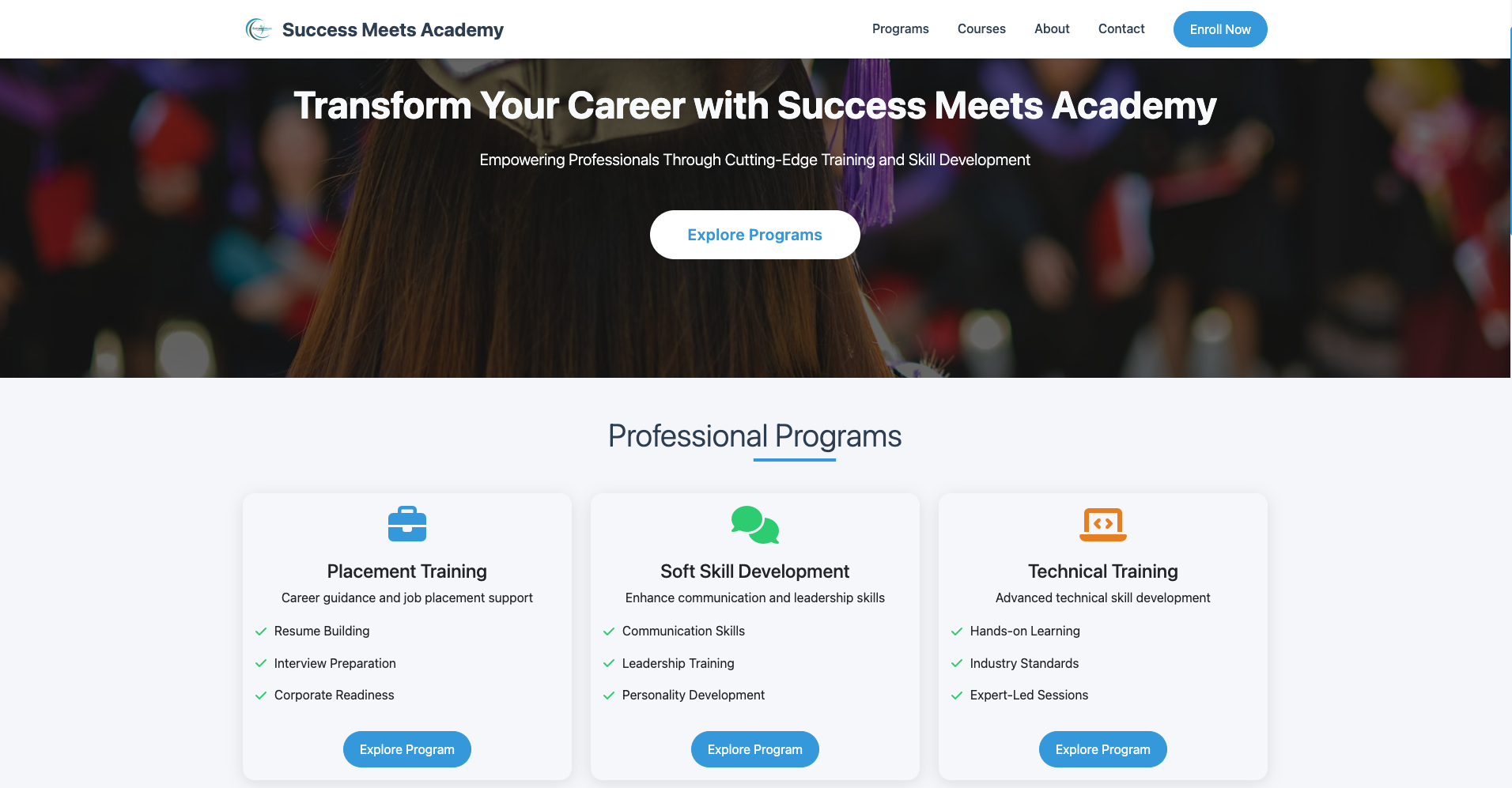 Success Meets Academy Website Screenshot